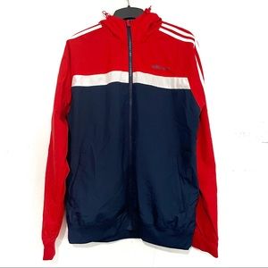 MENS ADIDAS WINDBREAKER TRACK JACKET RED WHITE and BLUE